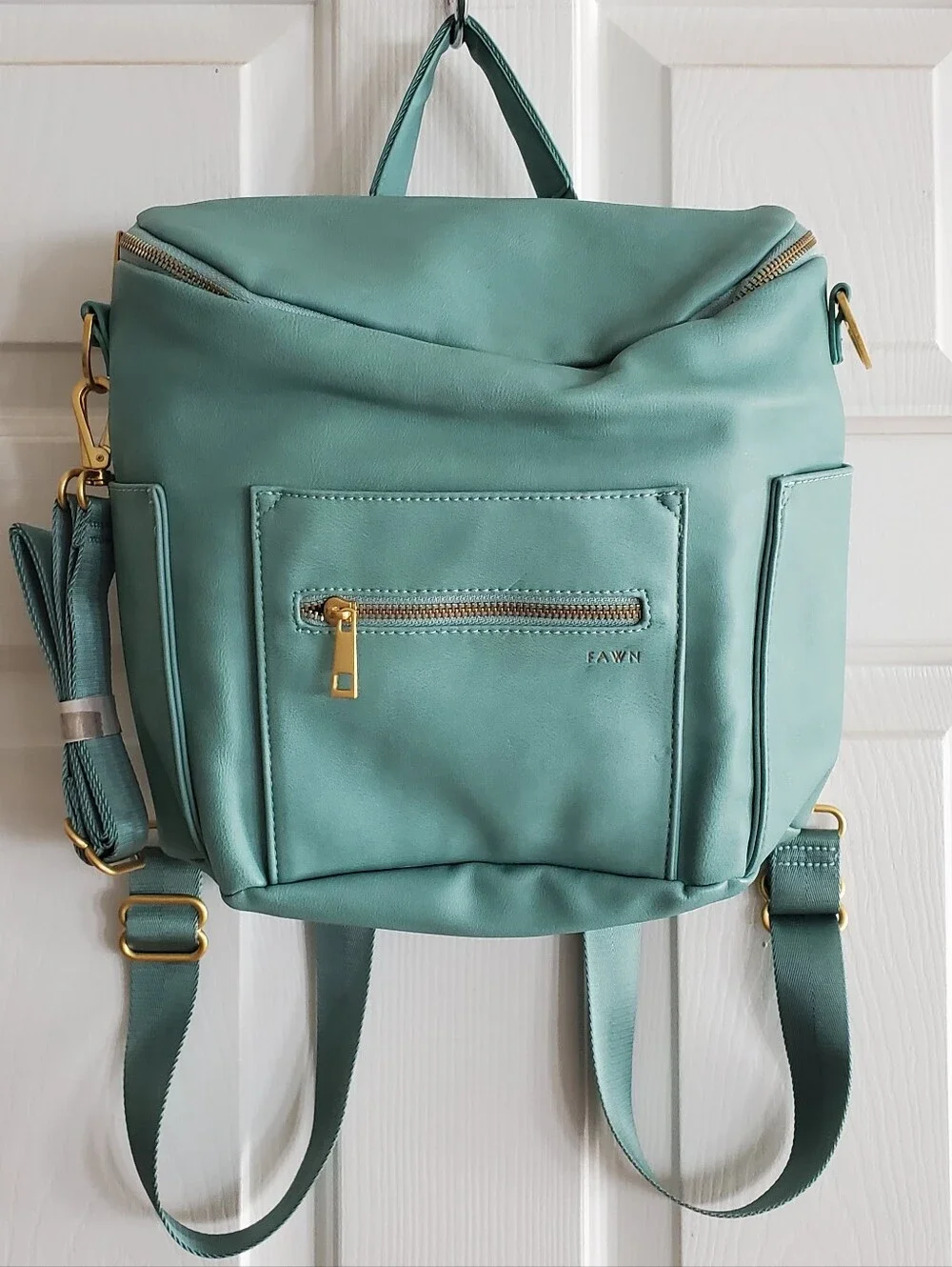 Fawn Design The Mini Backpack In Turquoise Blue  Vegan Leather